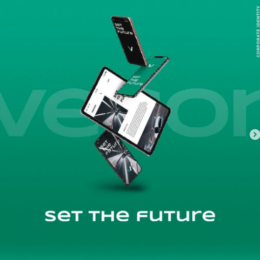 Set the Future" Grafik - Visualisierung von digitalen Geräten auf grünem Hintergrund.