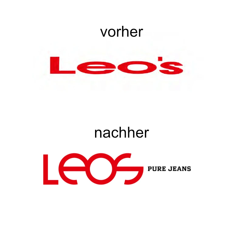 Das neue Leos Logo in Rot – ein noch moderneres und dynamischeres Design für die Marke.