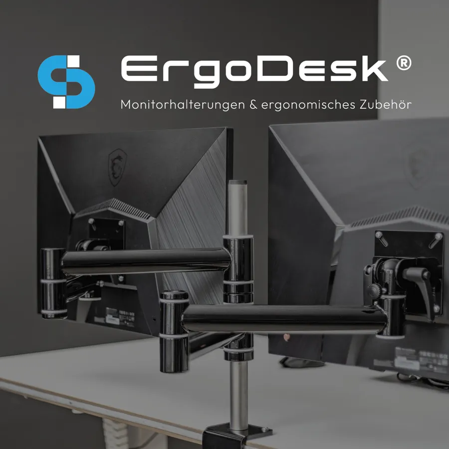 Logo von Ergodesk in modernem Design, schlicht und ansprechend mit einem ergonomischen Touch.